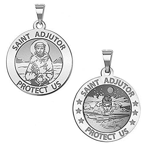 PicturesOnGold.com Saint Adjutor Doubles Sided Male Swimmer Religious Medal -