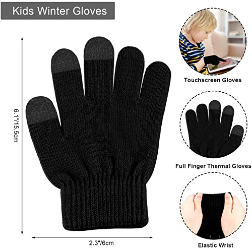 Hicdaw Kids Winter Hats Gloves Scarf Set Touchscreen Glove With Removable Pompom Fleece Lined Toddler Beanie Hat for Boy Girl4