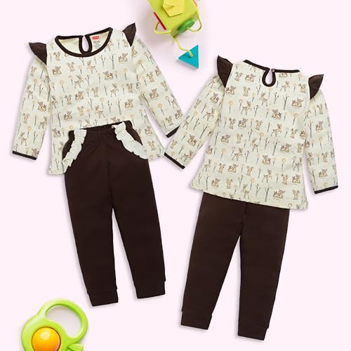 Image of LuvLap Baby Girls 100% Cotton Full Sleeve Top & Pyjama Sets, Pack Of 02