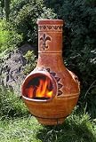 Großer original mexikanischer Aztekenofen - Terrassenkamin aus Mexiko - Aus Terracotta gefertigt und handbemalt