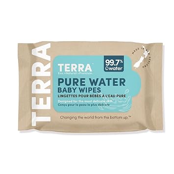 Terra Bamboo Water Baby Wipes Travel Pack 99.7% Pure New Zealand Water, 100% Biodegradable Bamboo Fiber, 0% Plastic, Unscented Baby Wipes for Sensitive Skin, 1 TRAVEL Pack of 24 Wipes