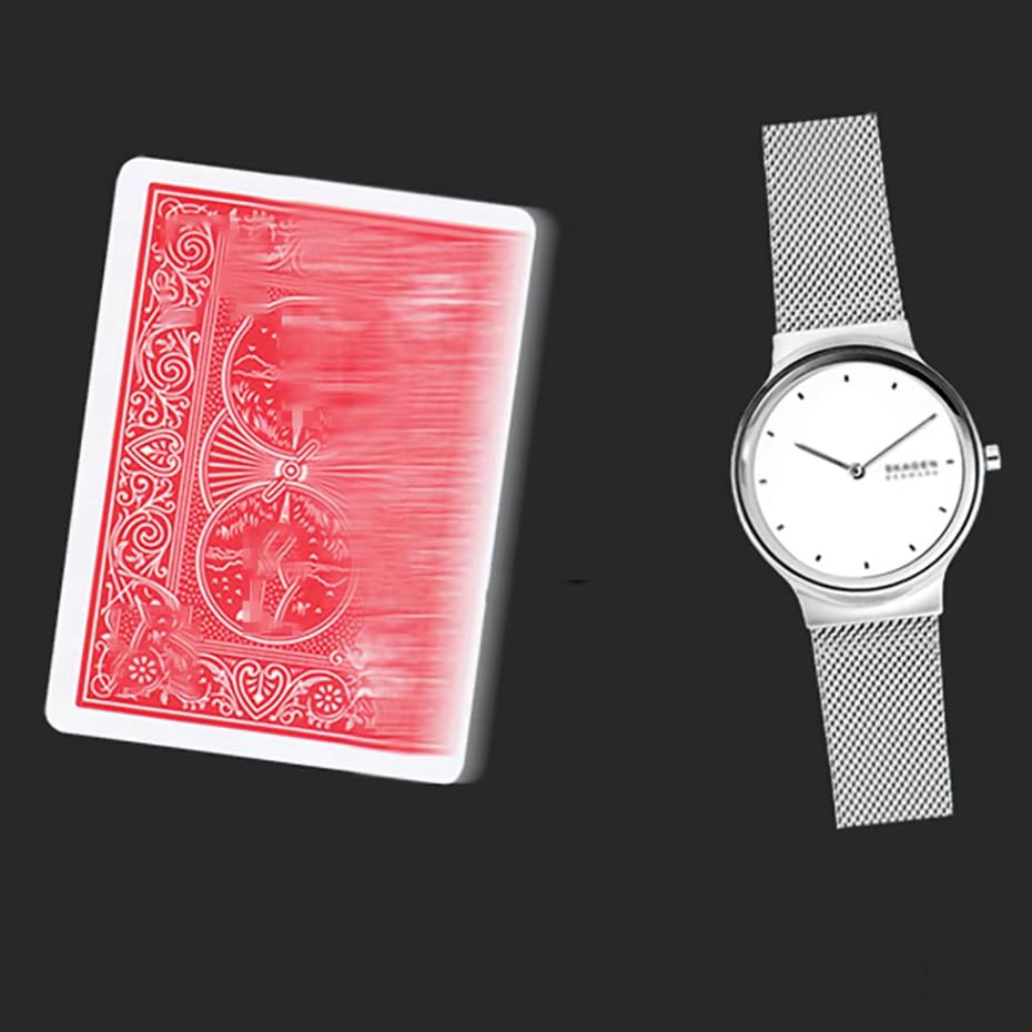 Watch This Magic Tricks Play Card Change Card to Watch Close Up Street Illusions Gimmicks Mentalism Props(Card and watch)