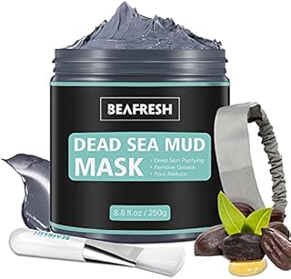 Natural Dead Sea Mud Mask - Headband & Brush included for Face and Body Cleansing Relaxing Detox Treatment Reduce Pores Purifying Face Mask for Acne Blackheads Oily Skin