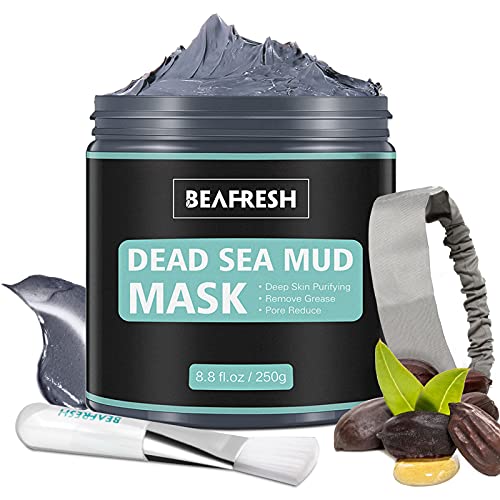 Natural Dead Sea Mud Mask - Headband & Brush included for Face and Body Cleansing Relaxing Detox...
