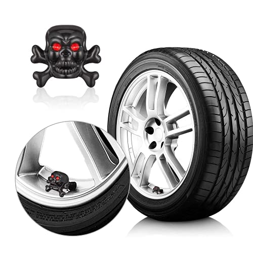 4X Skull/Bones Black Tire Wheel Valve Stem Air Caps Metal Covers Car/Motorcycle #TOP5
