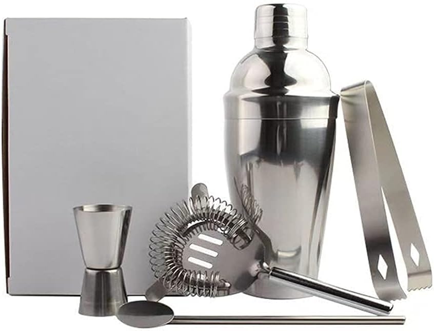 Stainless Steel Cocktail Shaker Set 6 Piece Martini Shaker,Drink Shaker,Bartender Kit with Measuring Jigger,Mixing Spoon (Size : 550ml Set) (550ml Set) Cocktail shakers
