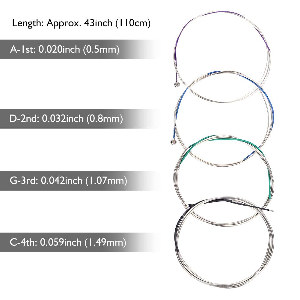 BEAU Cordes de Violoncelle, Set de 4 Cordes en Alliage Cuivre-Zinc, Compatible avec Violoncelle 3/4 et 4/4, A-1er D-2e G-3e C-4e