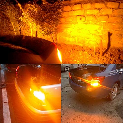 Phinlion 3157 LED Orange Turn Signal Light 3000 Lumens Super Bright 3030 27-SMD LED Chips 3057 3457 3156 4057 4157 LED Bulbs for Blinker Lights, Amber Yellow - Thumbnail 7