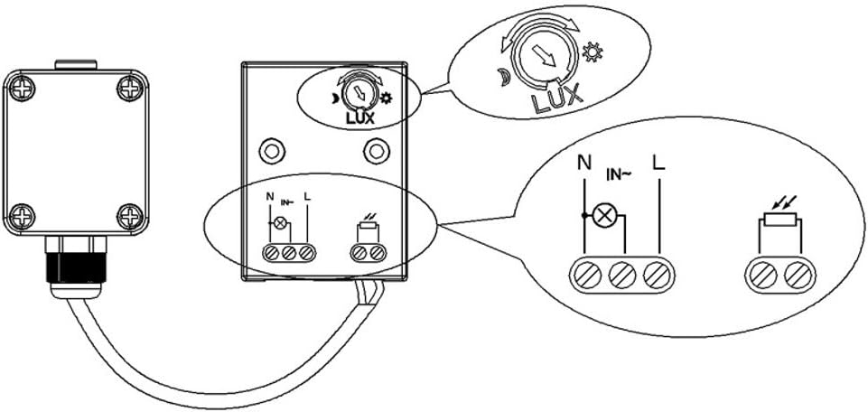Wiring diagram for Maclean MCE35 twilight sensor