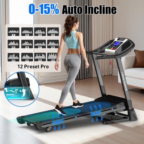 Image of 3.5HP Foldable Treadmill for Home, 330 lbs Capacity with Incline - Electric Running Machine with App Control & 12 Programs, Space Saving Design for Small Spaces and Apartments
