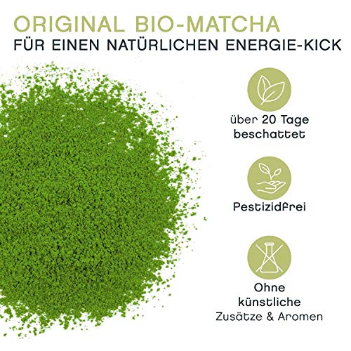 BIO Matcha Tee Pulver | Premium-Qualität - 100g | Original Grüntee Pulver aus Japan | fein gemahlen, rein natürlich ohne Zusätze | cosmopoliTEA®