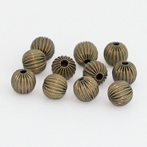 200Pcs Beautiful Corrugated Melon Spacer 10Mm Round Metal Bead Antique Bronze Plated Brass For Jewelry Craft Making Cf117-10 #TOP4