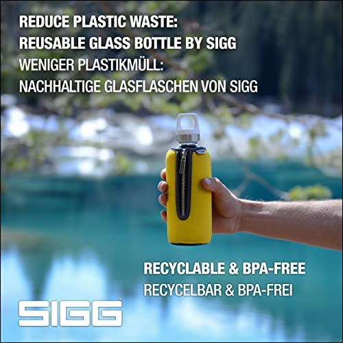 Sigg - Glass Water Bottle - Stella Yellow - With Neoprene Pouch - Leakproof - Dishwasher Safe - Bpa Free - Recycled Glass - 17 Oz #TOP3