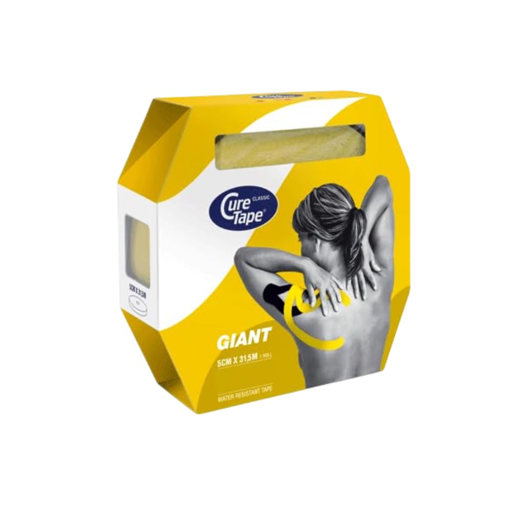 CureTape® Kinesiologie Tape (5 cm x 31,5 m) | Wasserfest und latexfreies Kinesiotapes | Kinesiotape mit TÜV-Zertifikat | Sporttape für den Profi | Physio Tape für Verletzungen & Beschwerden | Gelb
