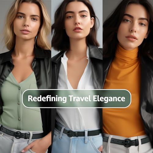 ITAY Women Metal Free Leather Belt - 25mm Nickel Free Belt for Women, TSA-Friendly No Metal Belts with Sturdy Plastic Buckle4