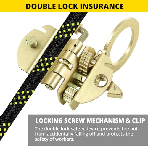 TRSMIMA Rope Grab Fall Protection - Auto Trail Double Locking Rope Grabs Used with 5/8”Rope Anti-Panic Feature for Construction Climbing Roofing Equipment 310 lb. Capacity