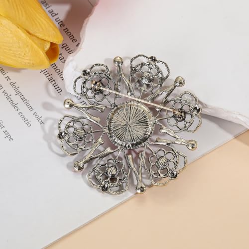 Image of Vintage Flower Pins and Brooches for Women, Red Rhinestone Brooch Pins, Costume Jewelry Brooch for Women, B19C