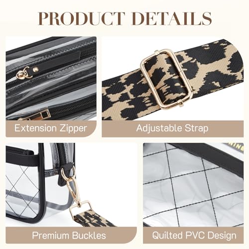 Image of Missnine Clear Bag for Stadium Events Quilted Clear Purse for Women Stadium Approved PVC Crossbody Concert Bag