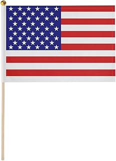 Custom Handheld Flag Small Mini Flag with Wooden Pole Personalized Hand Held Flags Banner with Photo Text Logo Double-Sided Design for Party Sports Games Festival Events, American Flag