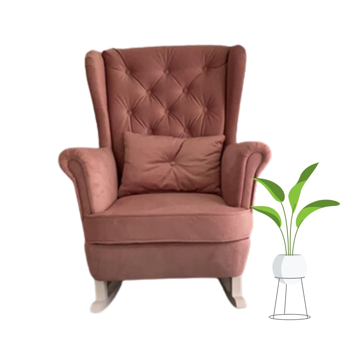 Poltrona Dondolo MARCO – Sedia Relax In Stile Scandinavo, Imbottita, Per Allattamento E Salotto, 104x95x84 Cm