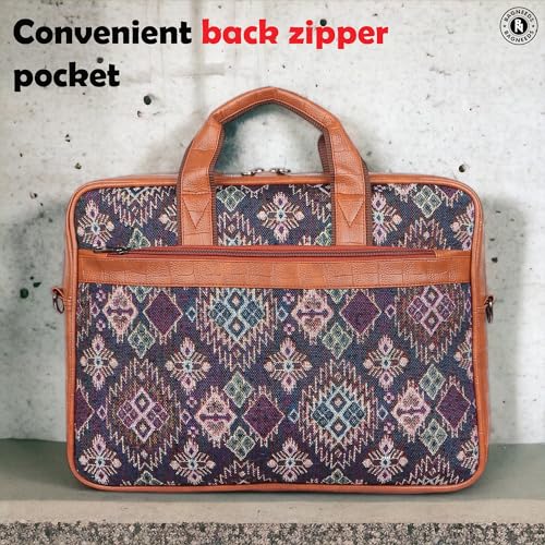 Image of Bagneeds Printed Febric With PU Leather Formal /Casual Office Laptop Messenger Bag For Men and Women
