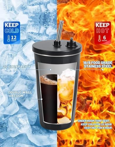 Image of YELONA 600 ml Vacuum Insulated Tumbler with Retractable Straw | Stainless Steel Portable Mug for Hot & Cold Beverages | Leak-Proof, Twist-Off Lid Flask for Coffee, Tea, Juices & More - Gradient Yellow