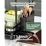 Dish Drying Rack, 2 Tier Space-Saving Dish Rack, Multifunctional Dish Drainer for Kitchen Counter with Drainboard/Utensil/Cup Holder Rustproof Carbon Steel, Black - Image 5