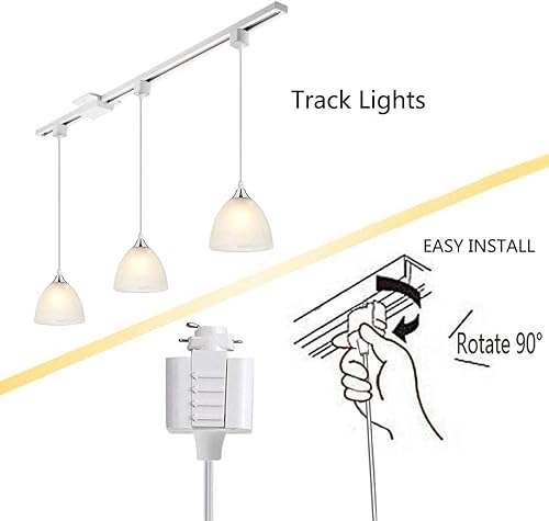 Miniatura 49 de Kiven Accesorio de iluminación de riel tipo H, luz colgante de pista de halo de vidrio regulable con control remoto, longitud ajustable con 3 modos