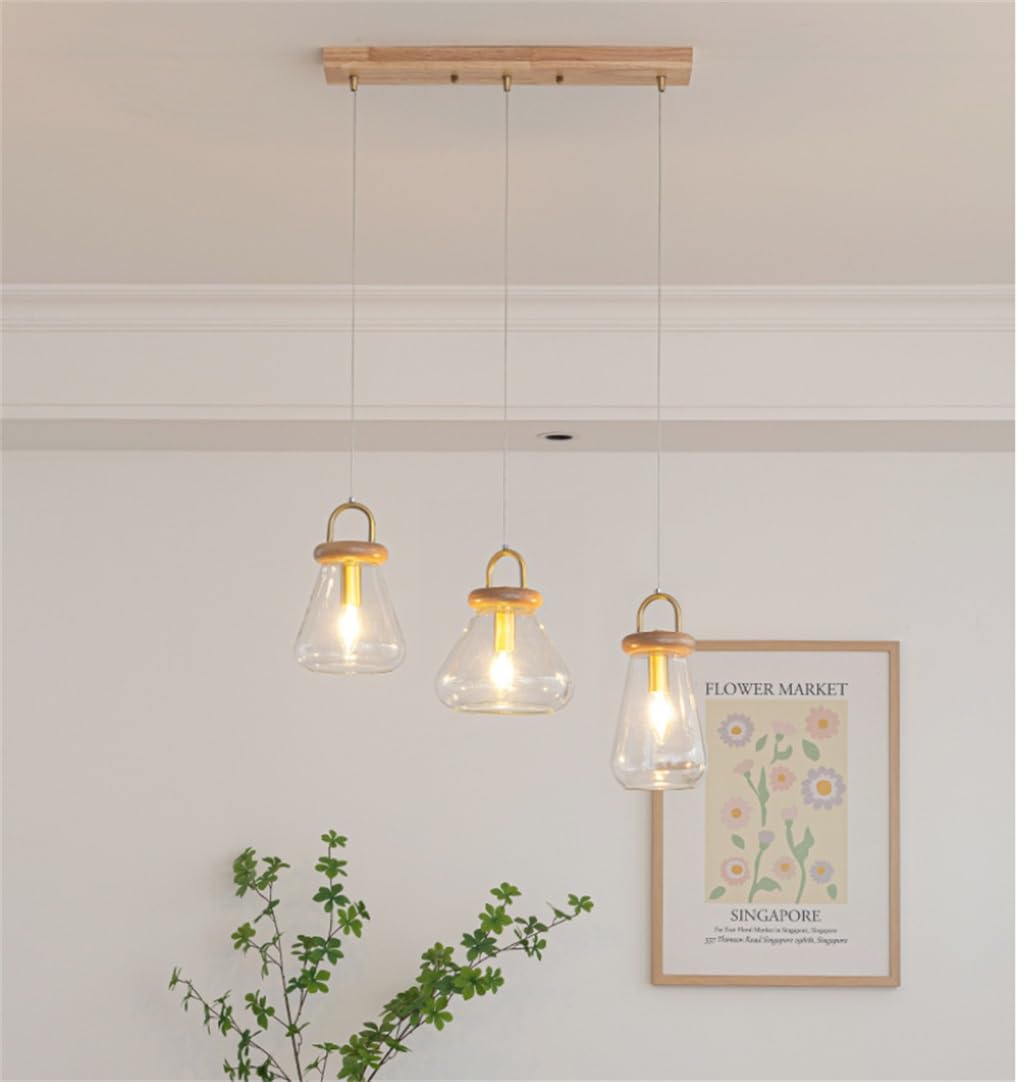 Nowoczesna, Kreatywna Lampa Wisząca Do Jadalni Z 3 Punktami Świetlnymi, Z Przezroczystego Szkła, Z Regulacją Wysokości – Idealna Do Kuchni, Salonu, Sypialni I Przedpokoju(B)