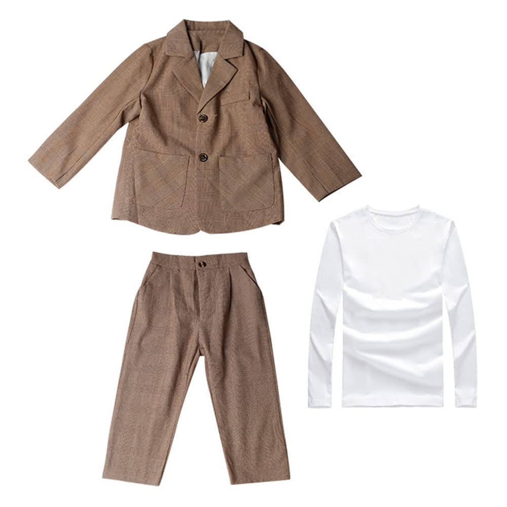 DAIHAN Niños Gentleman Slim Confort Ropa Formels Traje de Novio Slim Fit Fiesta de Cumpleaños del PAJE Bautizo Comunión Pantalones de Chaqueta de Solapa Conjunto de Ceremonia Traje de Boda de Chico
