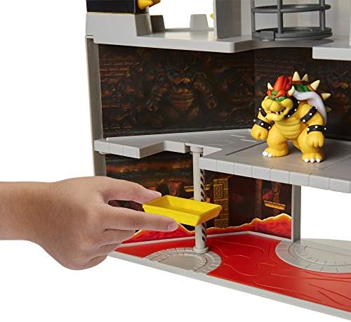 Nintendo Bowser's Castle Super Mario Deluxe Bowser's Castle Playset with 2.5" Exclusive Articulated Bowser Action Figure, Interactive Play Set with Authentic in-Game Sounds
