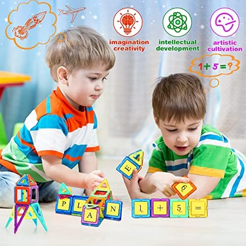 COOLJOY Magnetic Building Blocks Toys for 3 Year Old Boys, 117pcs STEM Educational Toys for 3 Year Old Girls, Wheel and Instructions Carrying Bag Construction Blocks Games for Boys  Girls Toddlers