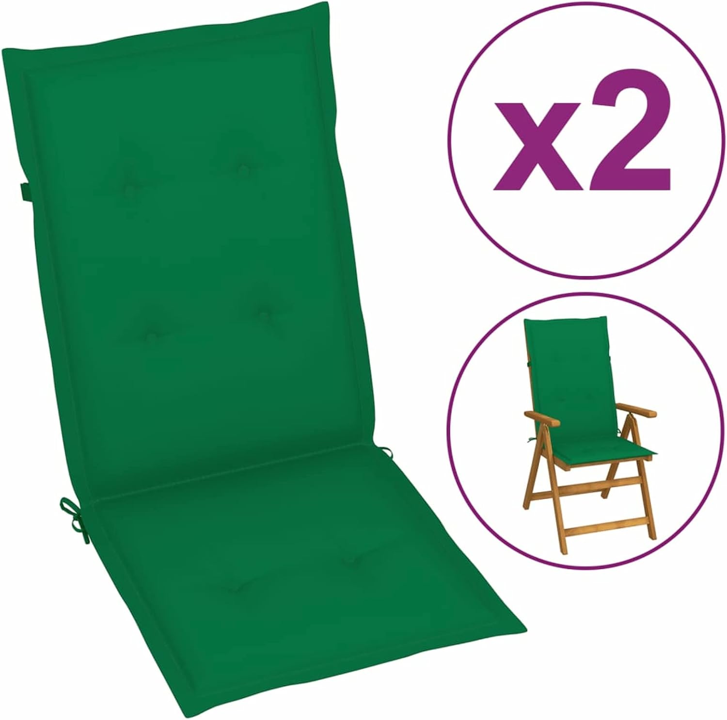 Tidyard Garden Chair Cushions, Set of 2 High Back Patio Furniture Replacement Cushions, Fabric Indoor Outdoor Seating Cushion 47.2 x 19.7 x 1.2 Inches (L x W x T)