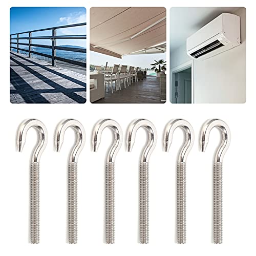 Image of Eye Hooks, 10Pcs 304 Stainless Steel Open Hook Eyelet Threaded Screws Hardware for Hanging Objects