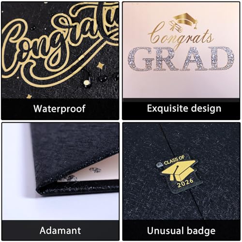 Image of Crenics Black and Gold Graduation Decorations Class of 2026, Creative Graduation Guest Sign in Book Alternative, Congrats Grad Signature Book 18 inch x 12 inch, Awesome Graduation Gift or Keepsake