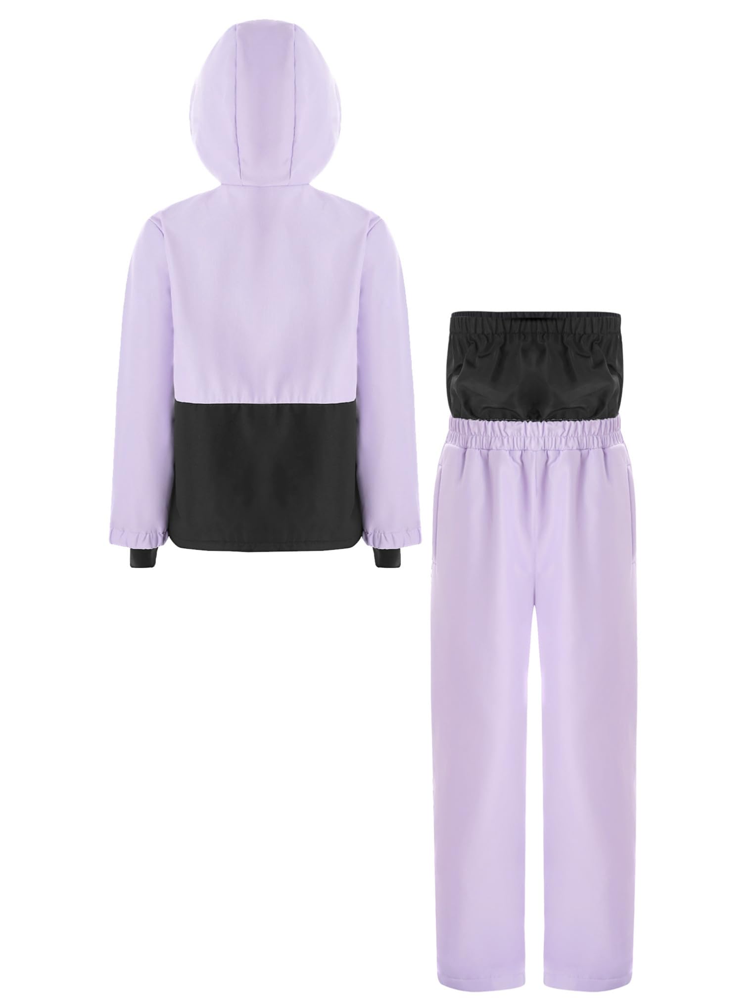 Completo da Neve 2 Pezzi Bambina Unisex Tuta da Sci Termica Giacca da Sci con Cappuccio Rimovibile e Paraneve + Pantaloni Impermeabili Set di Snowboard