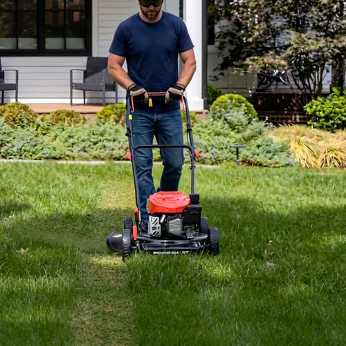 Image of PowerSmart 18-inch 144cc Gas Lawn Mower, Push Mower with Side-Discharge | 144cc 4-stroke OHV engine, 5-Position Height Adjustment