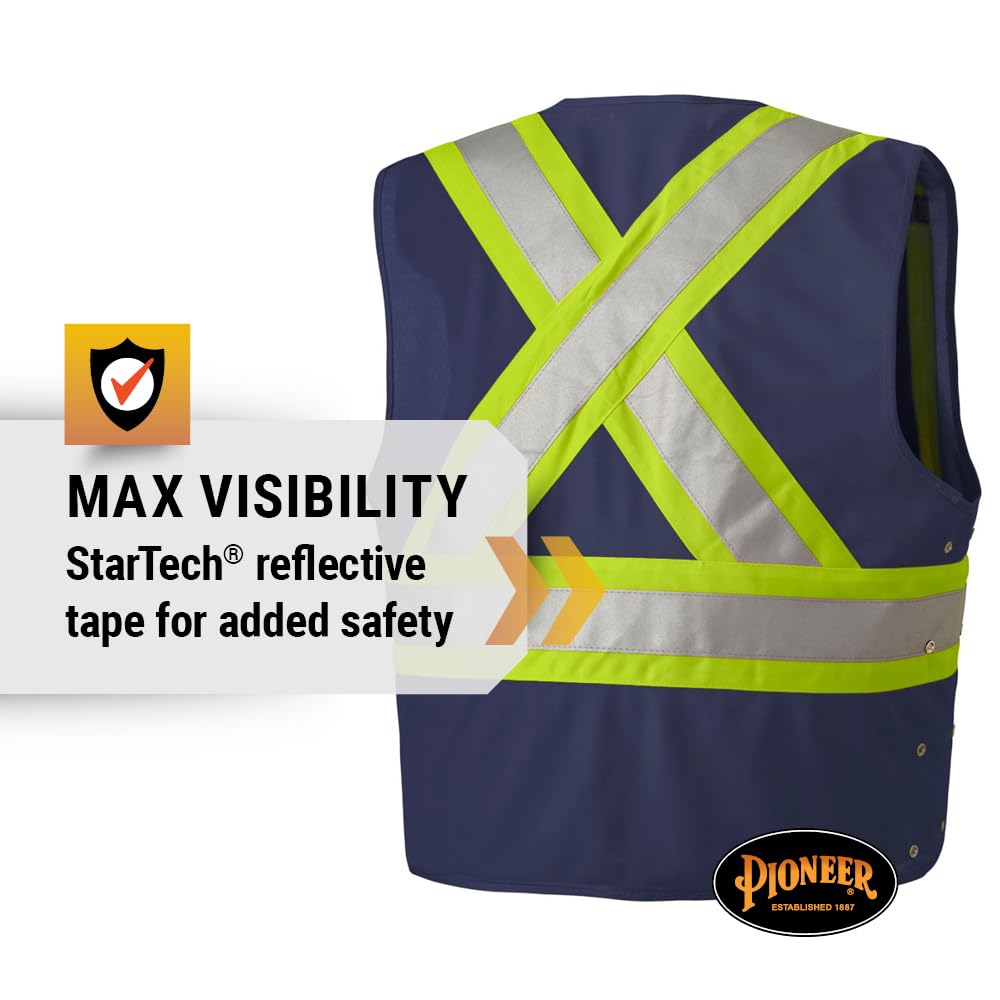 Pioneer®Navy Reflective Vest With Zip & Id Pouch | Supply Shop