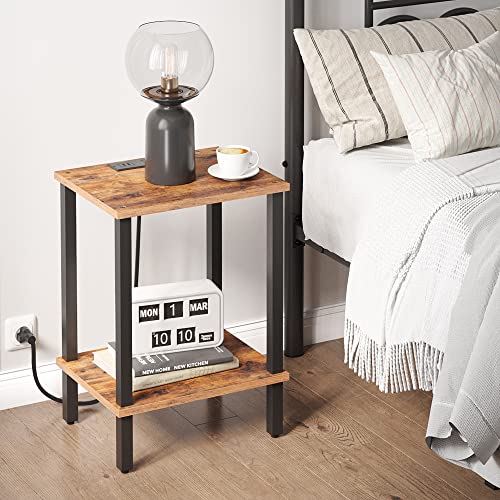 Tutotak End Table With Charging Station, Side Table With Usb Ports And Outlets, Nightstand, 2-Tier Storage Shelf, Sofa Table For Small Space Tb01Bb041 #TOP5