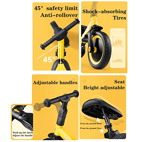 Reviam Childrens Balance Bike With Adjustable Seat Height Toddler Baby Balanced Bicycle Stroller Tricycle For 1.5-5 Year Old Kids (Color : E, Size : B With Awning) #TOP4