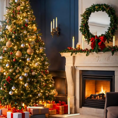 Bougies coniques LED scintillantes pour décoration de table de Noël