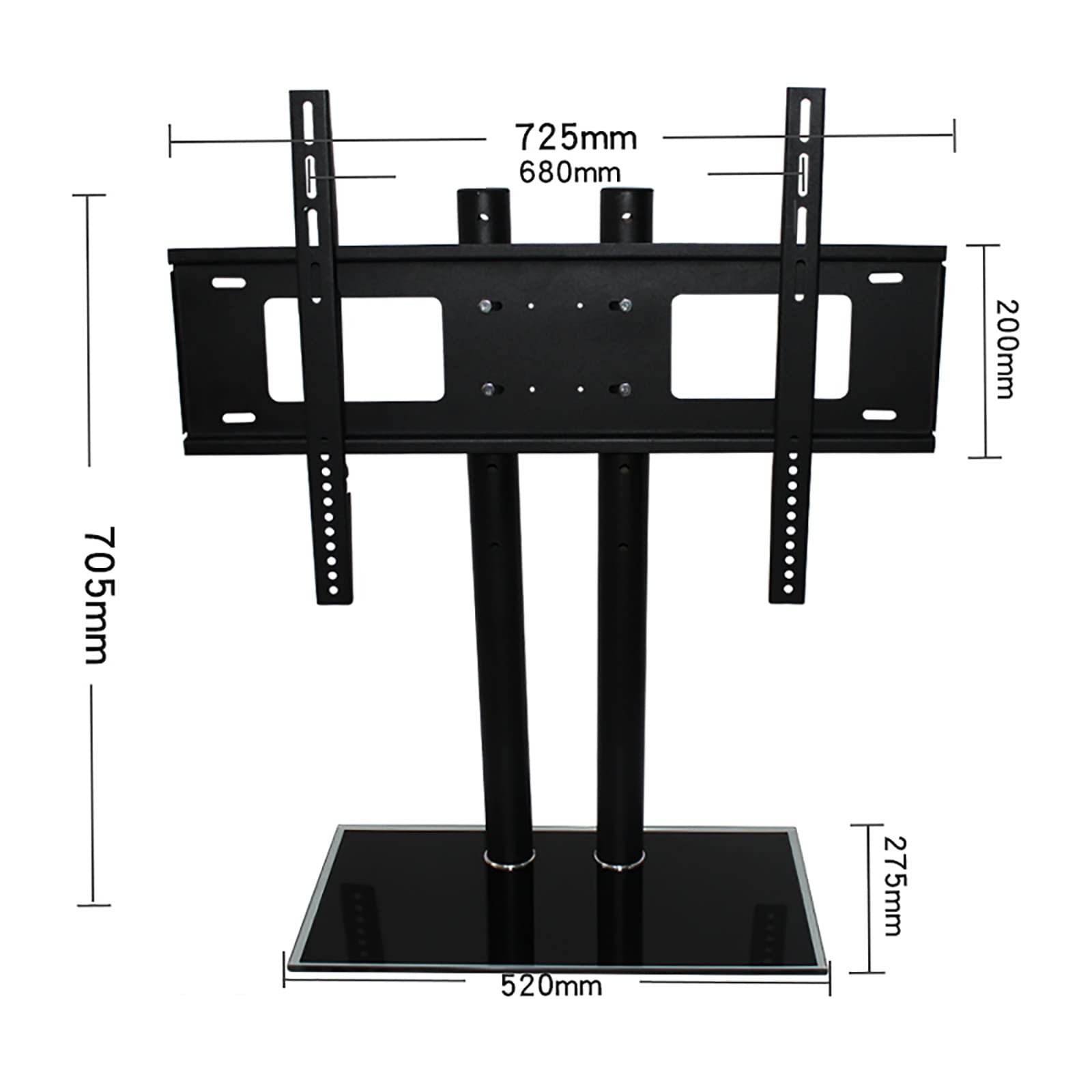Soporte de mesa para TV, diseño de placa más gruesa con base de vidrio templado, se adapta a televisores de 40 a 70 pulgadas, deflector lateral antiliberación para mayor estabilidad
