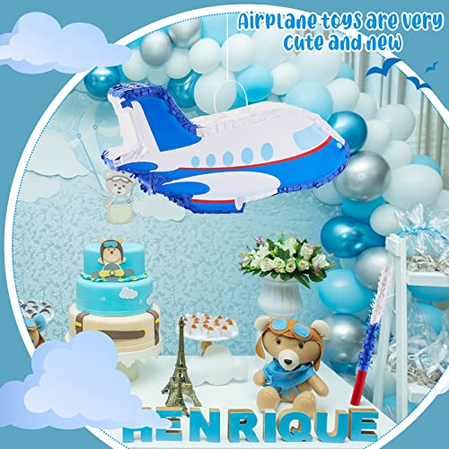 Airplane Pinata Small Plane Pinata With Blindfold Stick Confetti Airplane Theme Birthday Party Supplies For Kids 4Th Of July Independence Day Patriotic Carnival Events Decoration, 15.8 X 11.8 X 3 Inch #TOP1