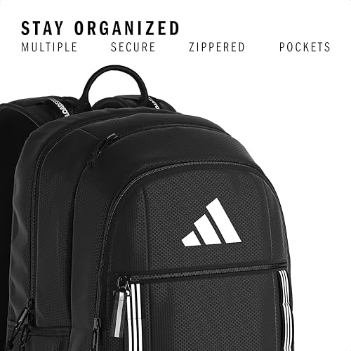 Image of adidas Excel 6 School Backpack - Bookbag for Laptop Work Travel, 34L, Black /White 3 Stripe Webbing, OSFA, Excel 6 School Backpack - Bookbag for Laptop Work Travel, 34l