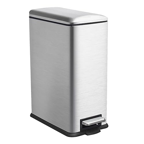 Miniatura 125 de Cubo de basura pequeño para baño con tapa, cubo de basura de 1.3 galones con cubo interior extraíble, cubo de basura delgado con tapa de cierre