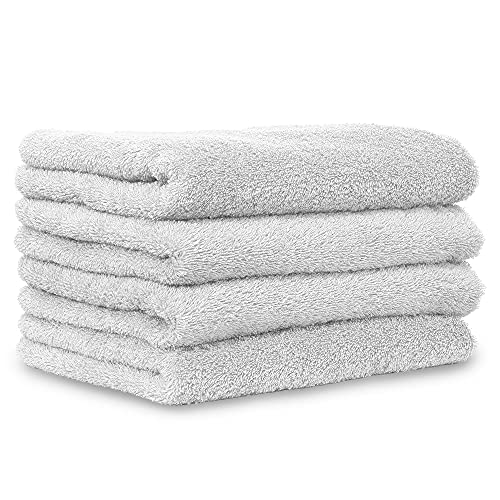 アイリスプラザ綿100% 日本製 1秒瞬間吸水 バスタオル 4枚セット しっかりした肌触りでゴシゴシ身体を拭けるので男性に 泉州タオル後晒製法で清潔 空気を含む両面ロングパイルで乾きやすく清潔が保てる吸水タオル 毛巾 face towel グレー