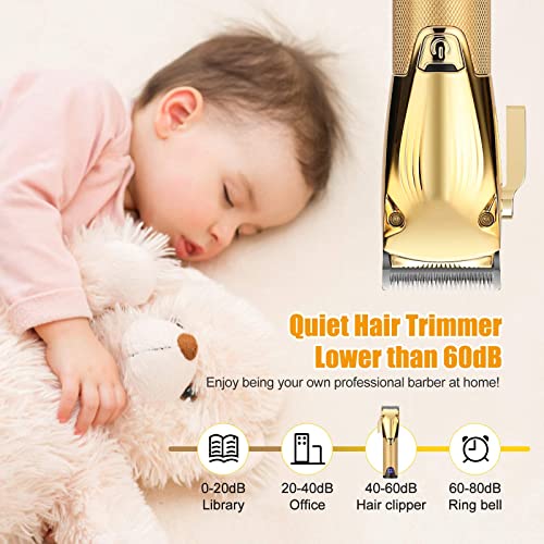 Ruzros Professional Hair Clippers For Men Cordless Barber Hair Cutting Kit Beard Trimmers Haircut Grooming Kit（Gold） #TOP4