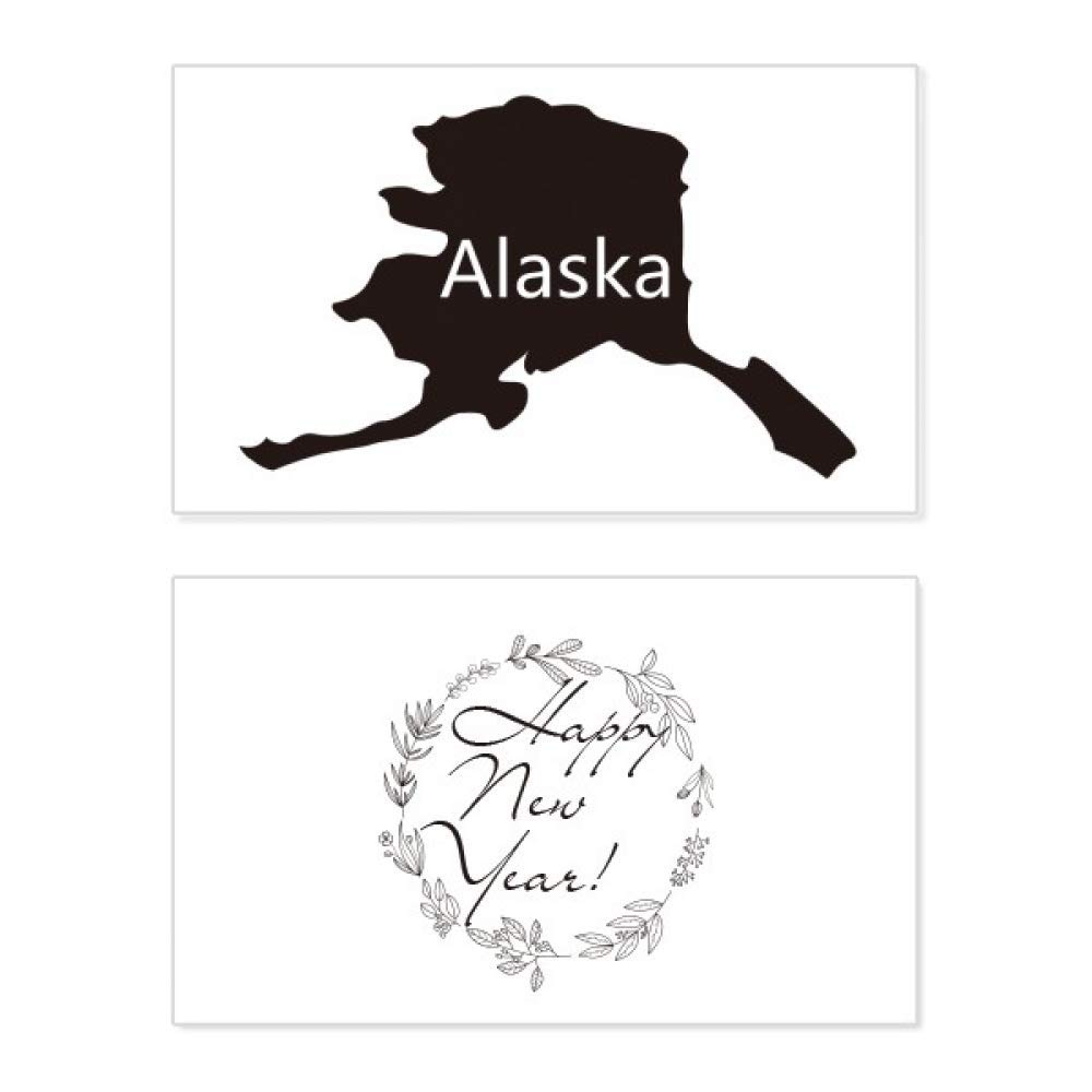 Tarjeta conmemorativa de Año Nuevo de Alaska con diseño del mapa de EE. UU. 5