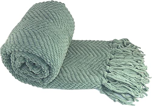 Home Soft Things Blue Throw Blanket Knitted Tweed Throw 50 x 60 , Sliver Blue, Super Soft Cozy Warm Comfortable Breathable Throw for Living Room Chair Couch Bed Sofa Bedroom Home Décor