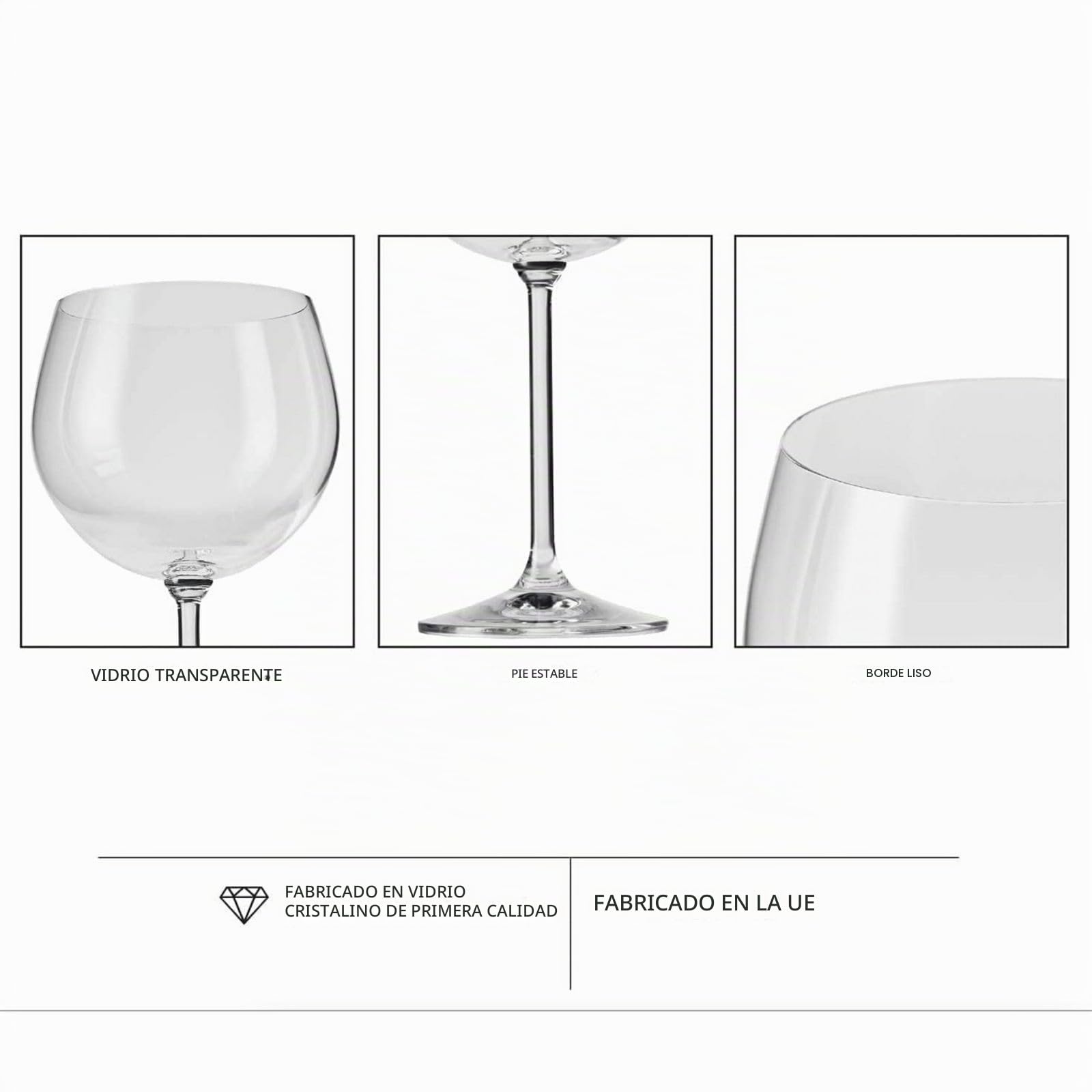 Krosno Copas balón para ginebra y agua | Juego de 6 | 480 ml | Colección Venezia | Perfectas para casa, restaurantes y eventos | Apto para lavavajillas | Cristal sin plomo